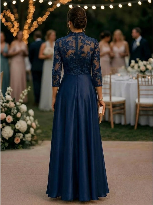 Red floor-length mother of the bride dress, alternate view showing the bodice and skirt