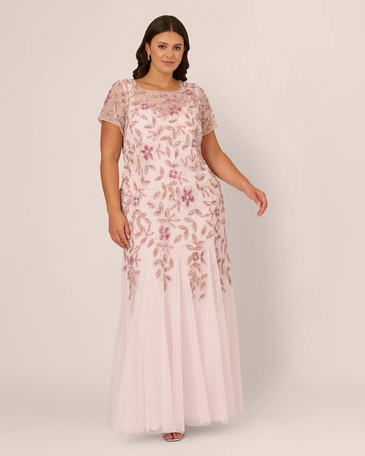short-sleeve a-line maxi mother of the bride dress - image 2