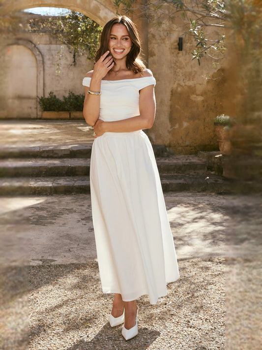 White midi formal dress, alternate view