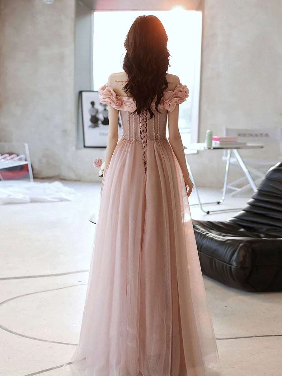 Light Pink floor-length prom dress, alternate view showing the bodice and skirt