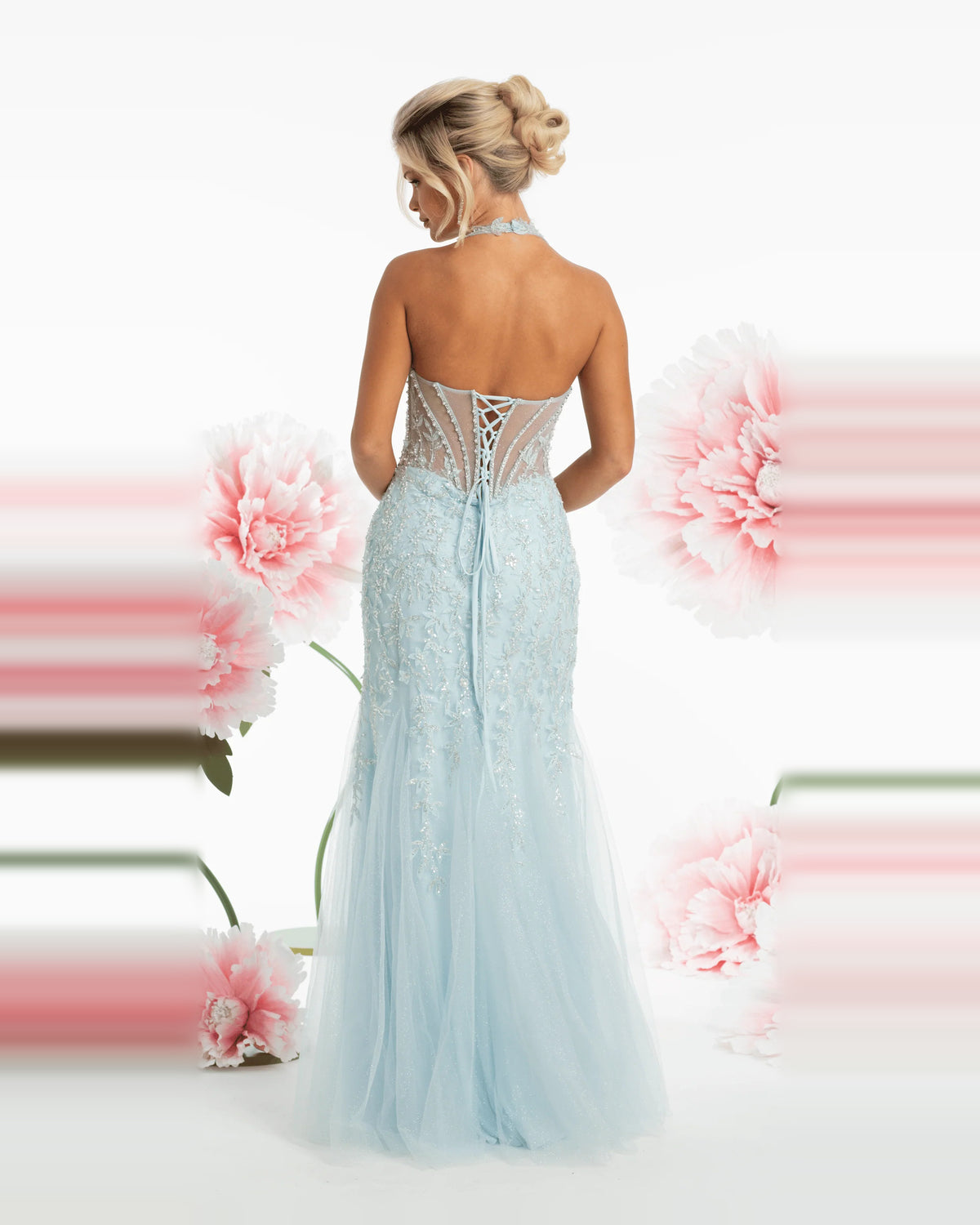 halter neck mermaid maxi prom dress - image 2