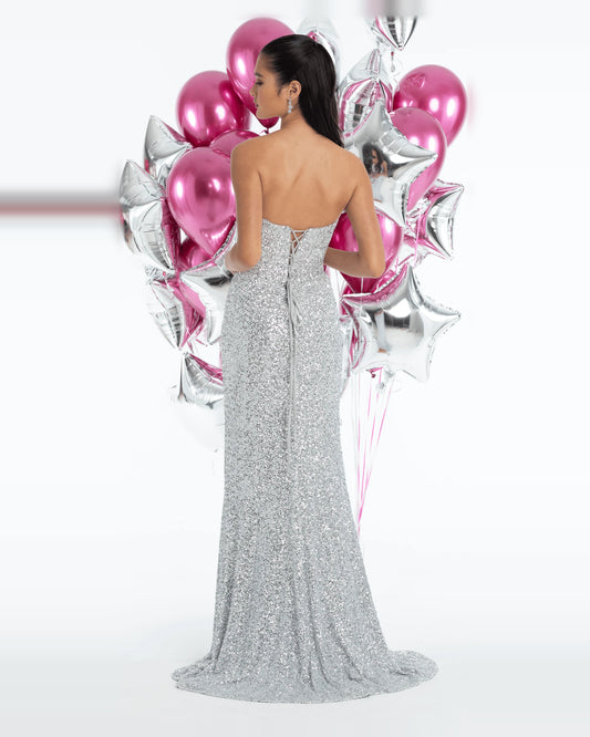 strapless column maxi prom dress - image 2