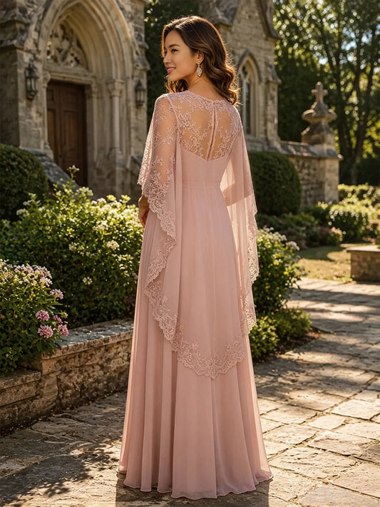 Dusty Rose floor-length mother of the bride dress, alternate view showing the bodice and skirt