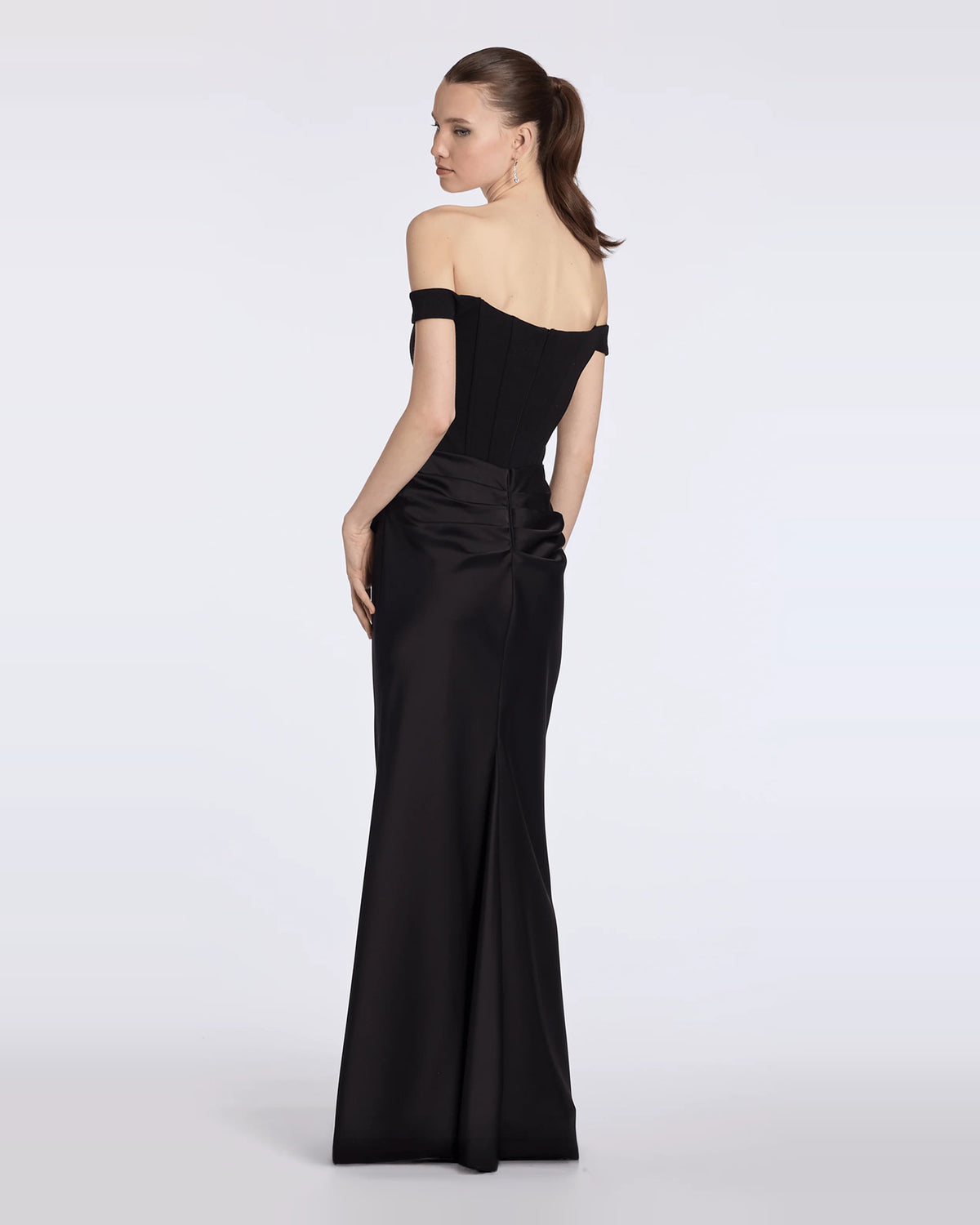 off shoulder column maxi prom dress - image 2