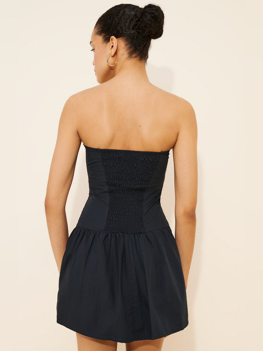 Orange mini homecoming dress, alternate view showing the bodice and skirt