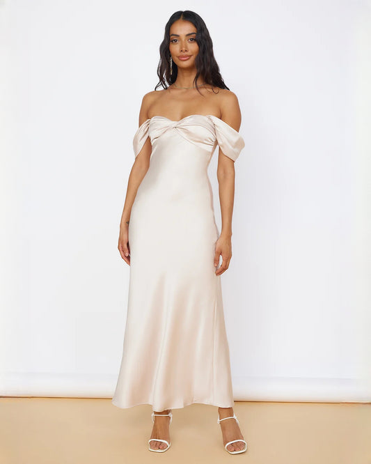 sleeveless satin a-line maxi bridesmaid dress - image 2