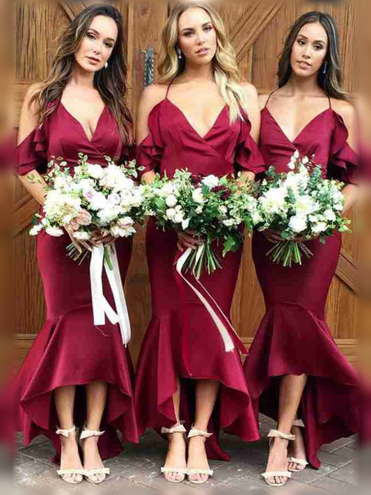 Burgundy floor-length bridesmaid dress, alternate view showing the bodice and skirt