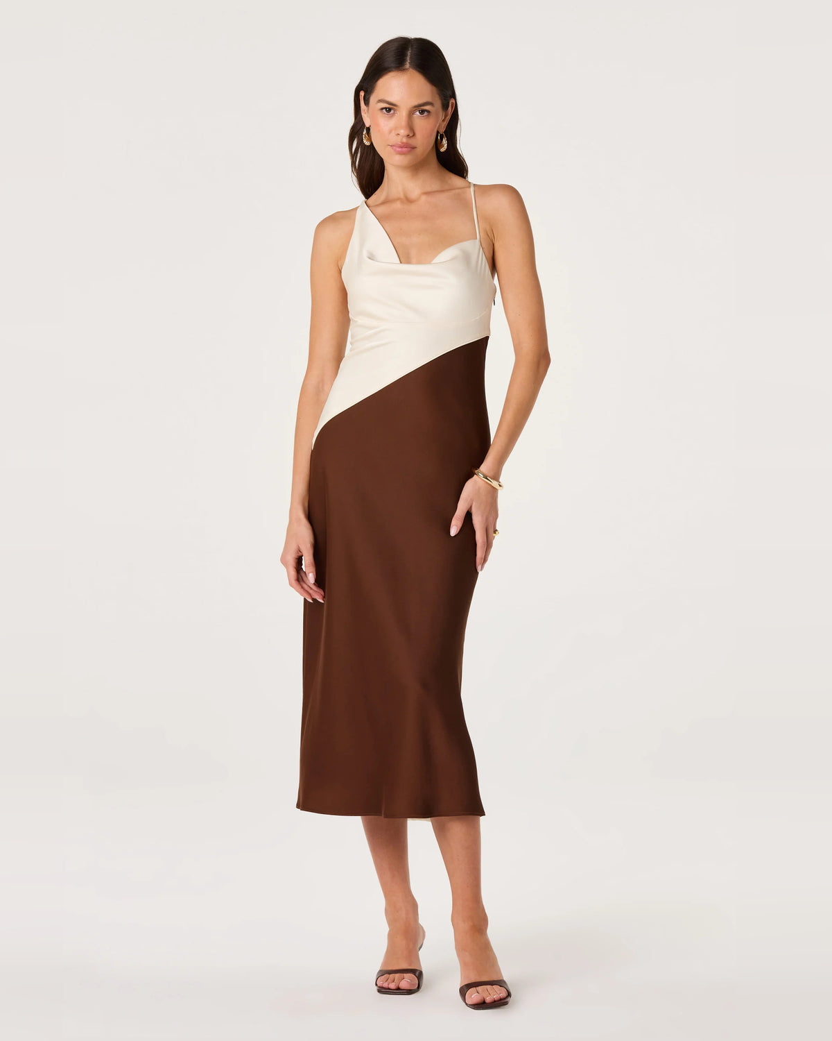 cowl neck a-line midi formal dress - image 2