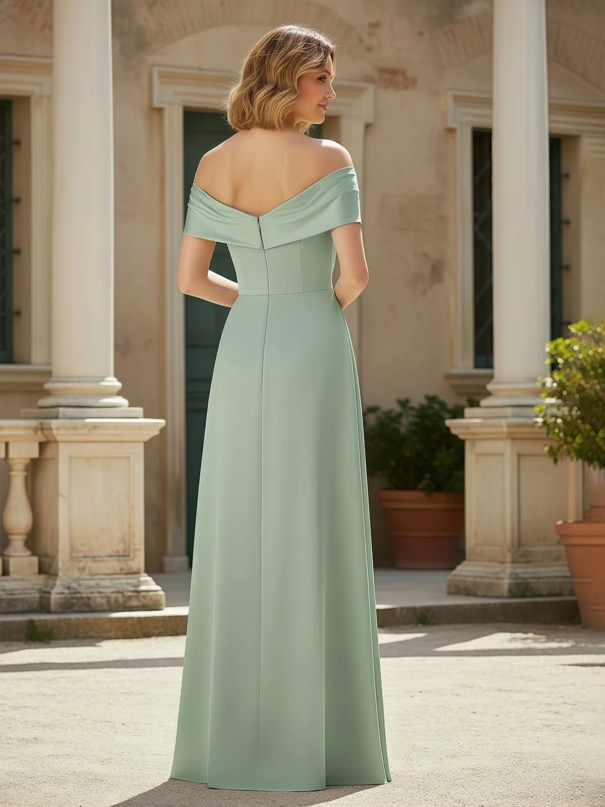 Mint Green floor-length bridesmaid dress, alternate view showing the bodice and skirt