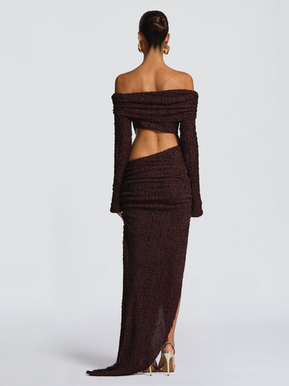 Brown midi formal dress, alternate view