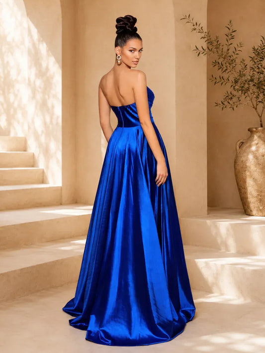 Cobalt Blue floor-length prom dress, alternate view showing the bodice and skirt