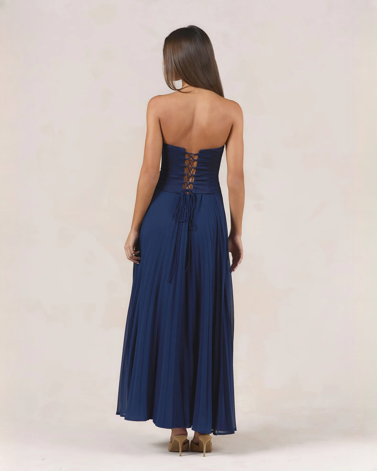 strapless chiffon a-line maxi bridesmaid dress - image 2