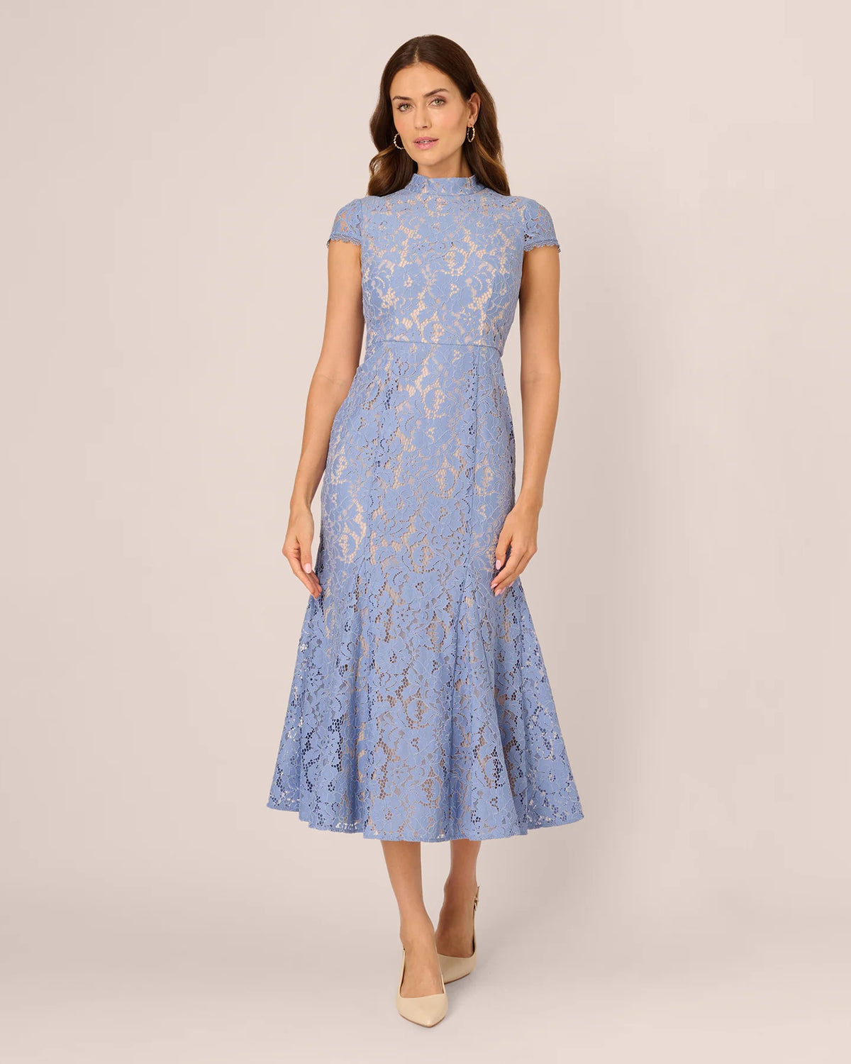 cap-sleeve a-line midi mother of the bride dress - image 2
