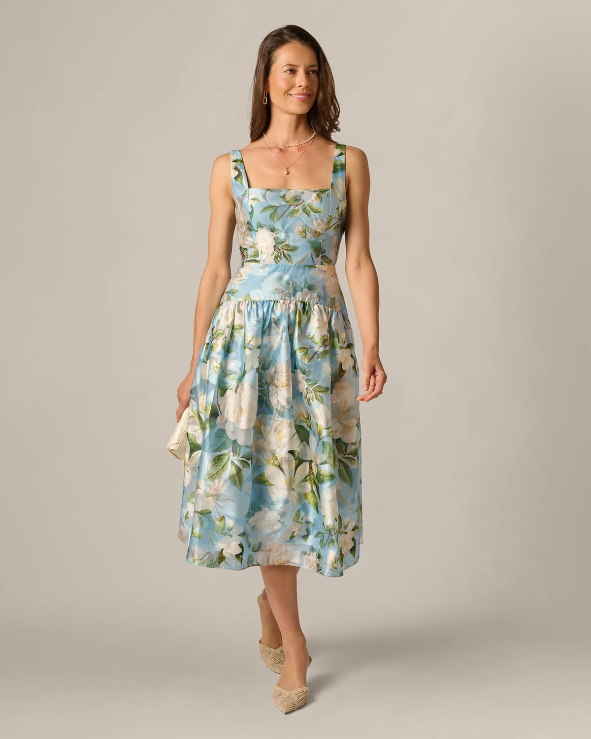 square neck a-line maxi mother of the bride dress - image 2