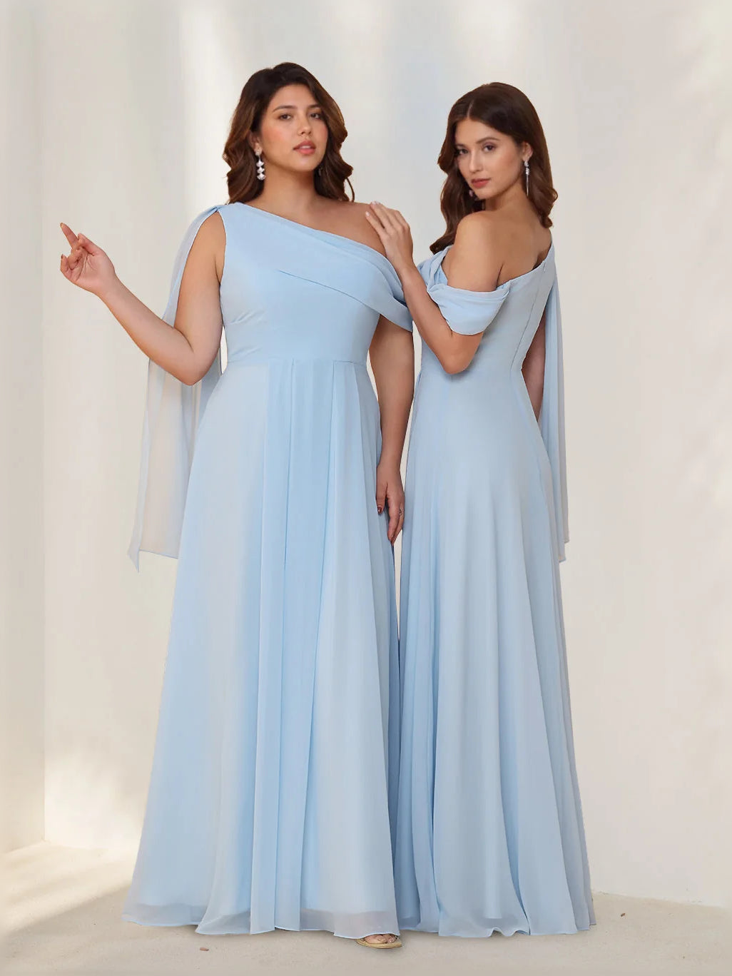 Light Blue floor-length bridesmaid dress, alternate view showing the bodice and skirt
