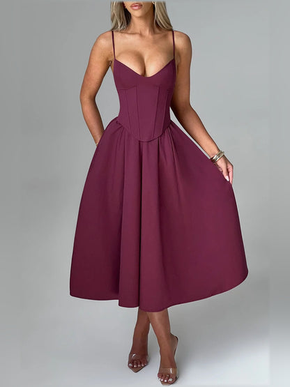 Cherry Lacquer midi formal dress, alternate view