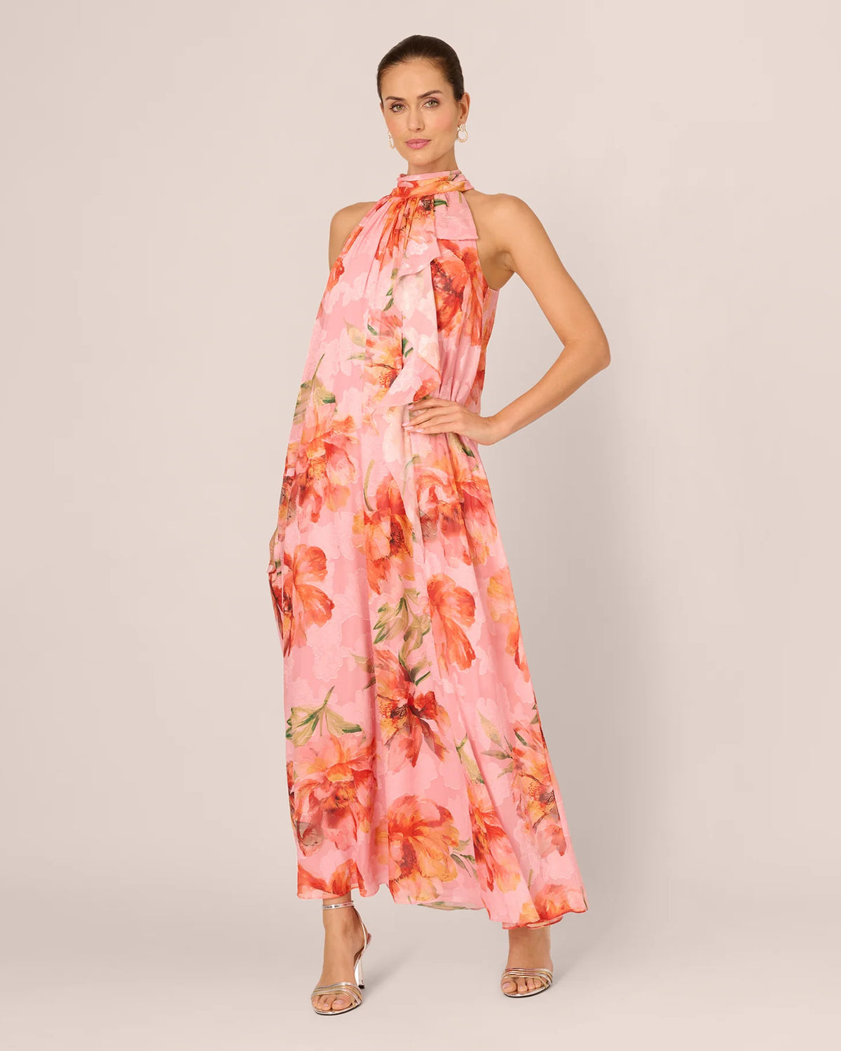 halter neck a-line maxi mother of the bride dress - image 2