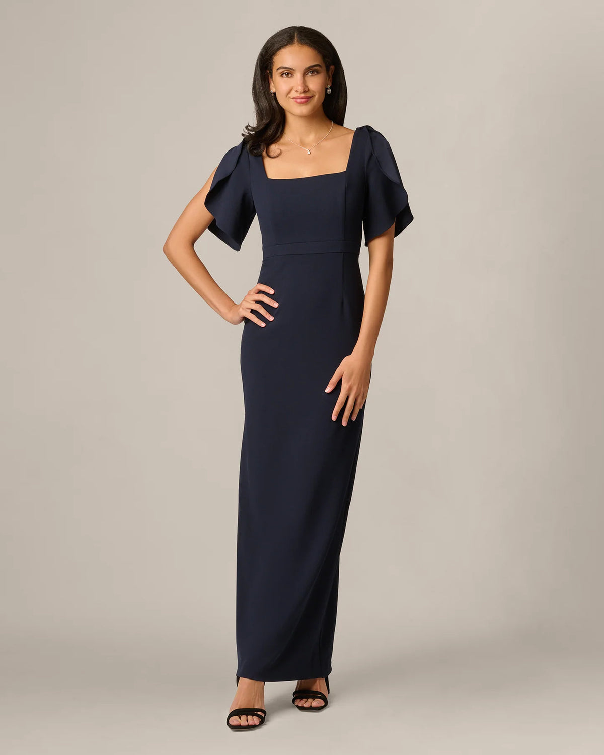square neck sheath maxi mother of the bride dress - image 2