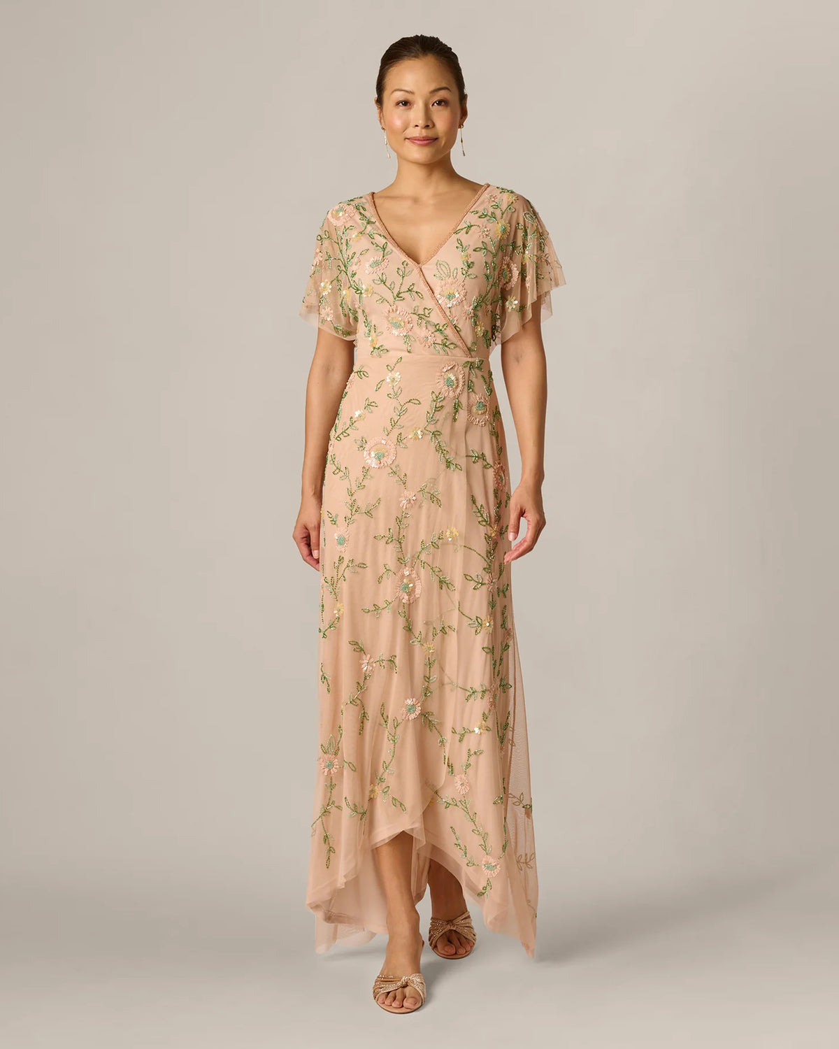flutter-sleeve a-line maxi mother of the bride dress - image 2
