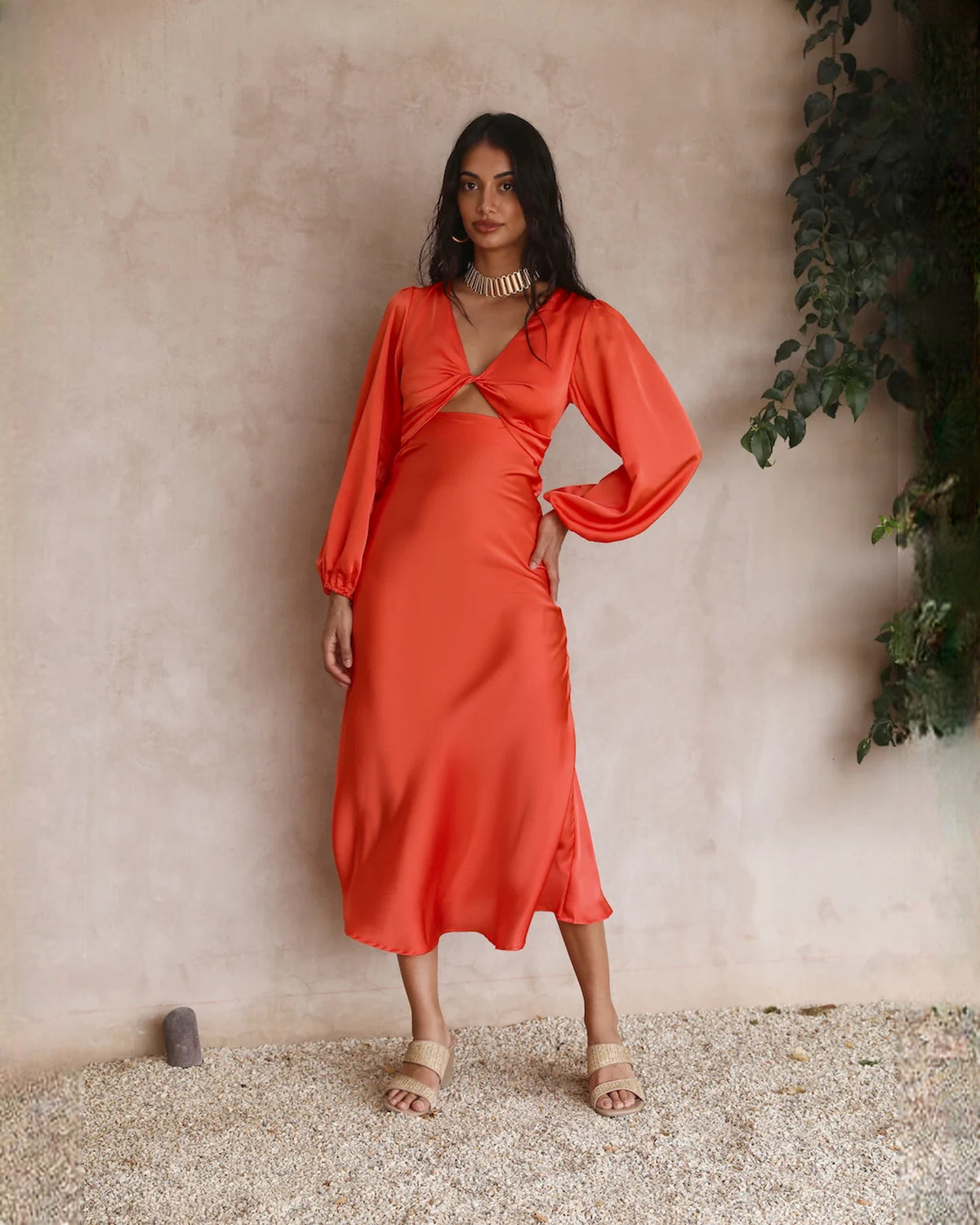 sleeveless satin a-line maxi bridesmaid dress - image 2