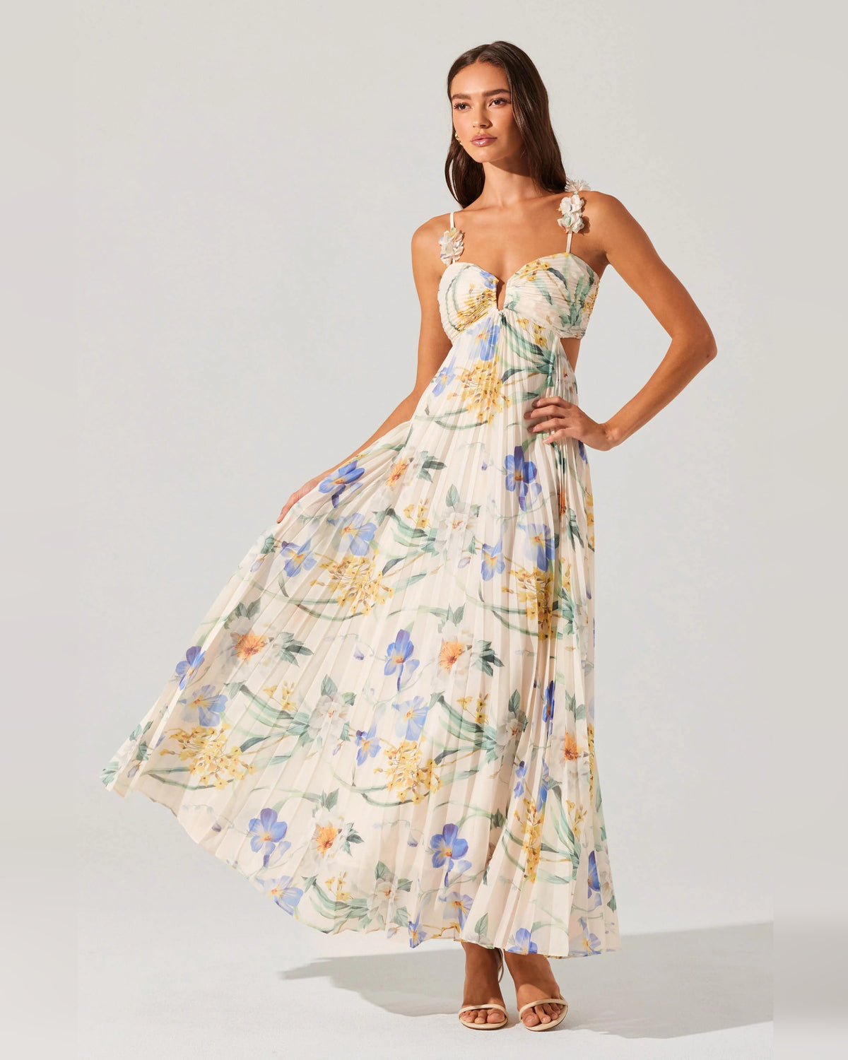 spaghetti strap a-line maxi formal dress - image 2