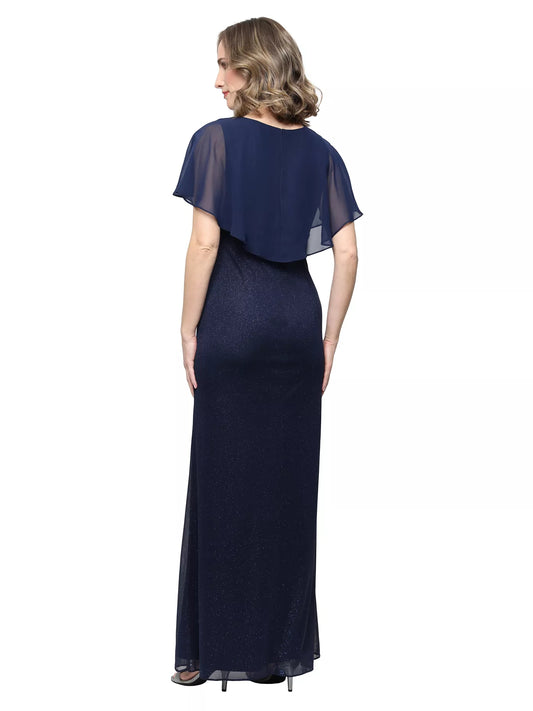 Navy Blue floor-length mother of the bride dress, alternate view showing the bodice and skirt