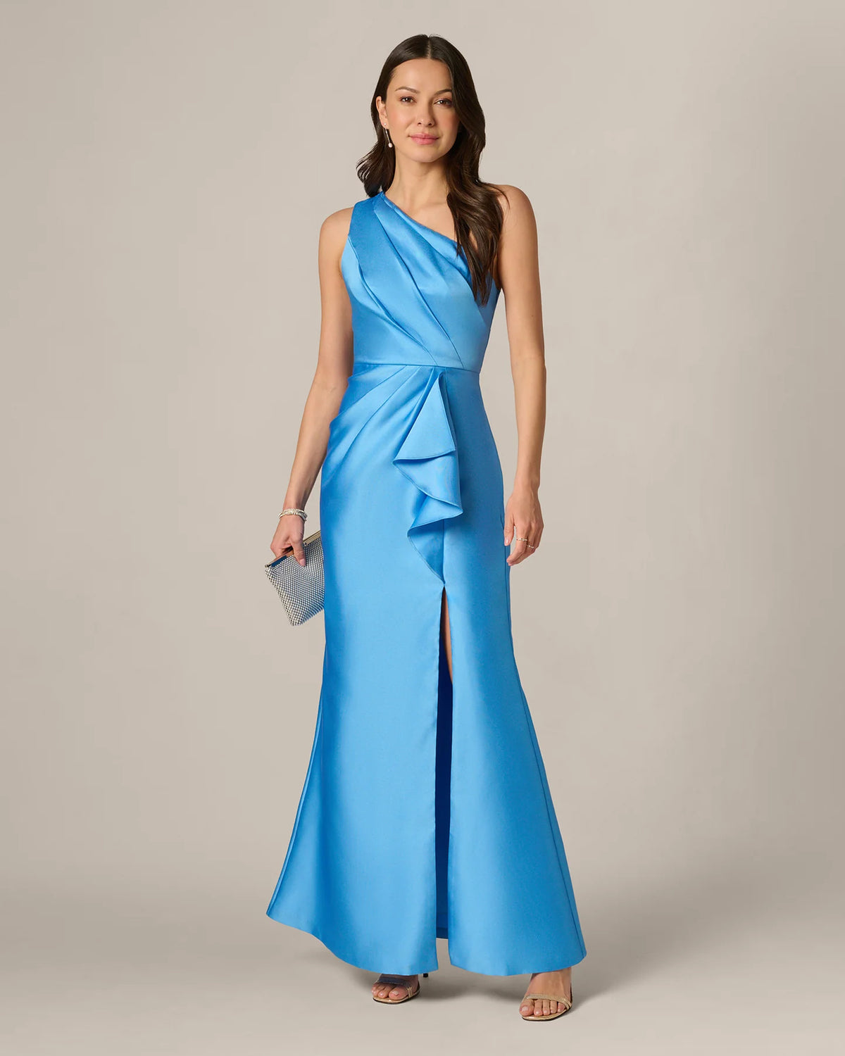 one-shoulder a-line maxi mother of the bride dress - image 2