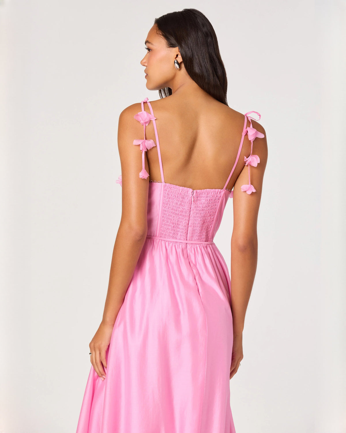 sleeveless satin a-line midi bridesmaid dress - image 2