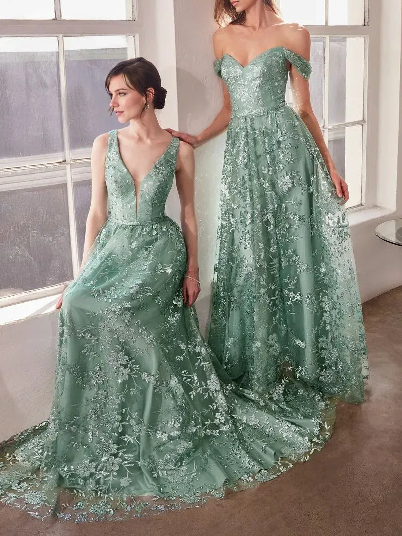 Dusty Sage a-line floor-length formal dress with draping, alternate view