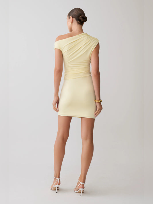 Lemon mini homecoming dress, alternate view showing the bodice and skirt