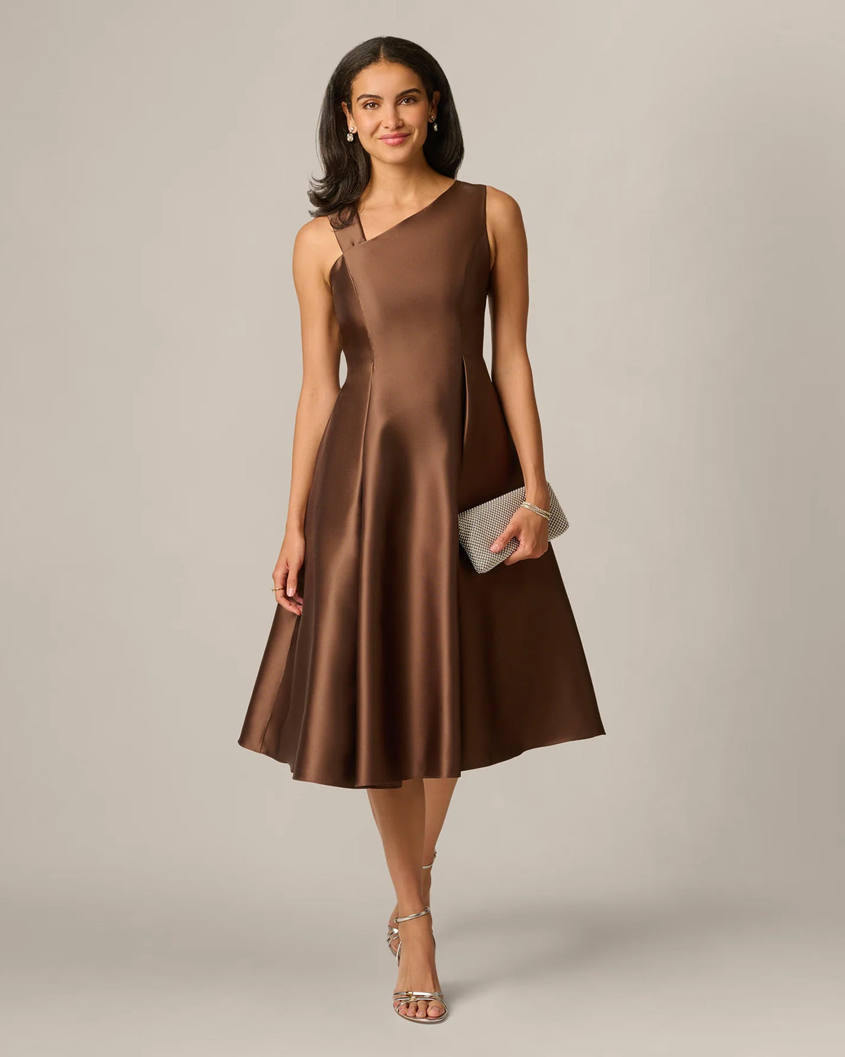 spaghetti strap fit-and-flare midi mother of the bride dress - image 2