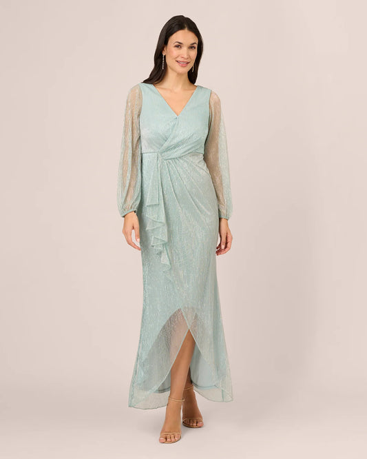 v neck wrap high-low mother of the bride dress - image 2