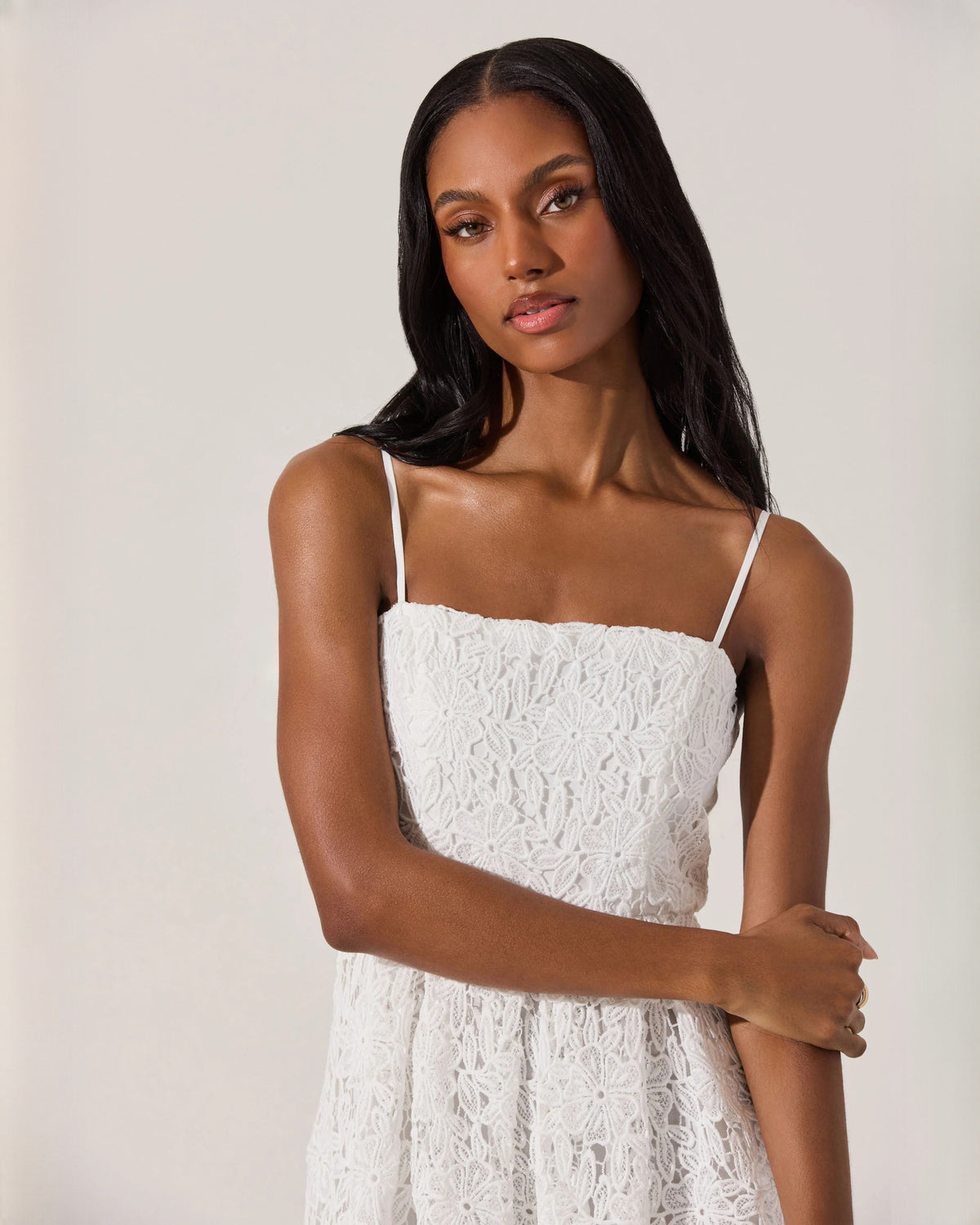 sleeveless mesh a-line midi bridesmaid dress - image 2