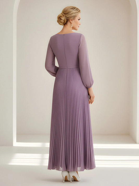 Wisteria ankle-length mother of the bride dress, alternate view showing the bodice and skirt