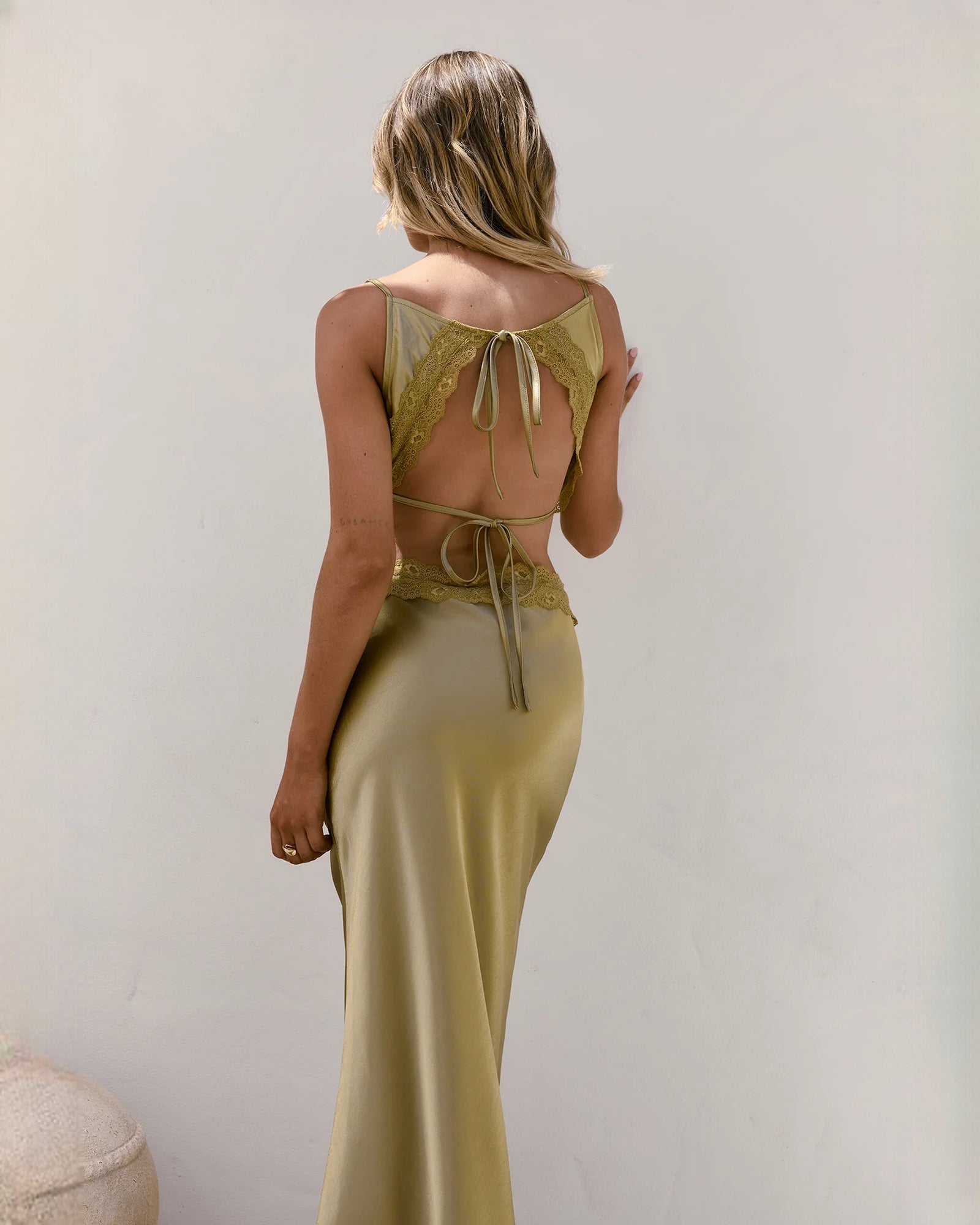 sleeveless satin a-line maxi bridesmaid dress - image 2