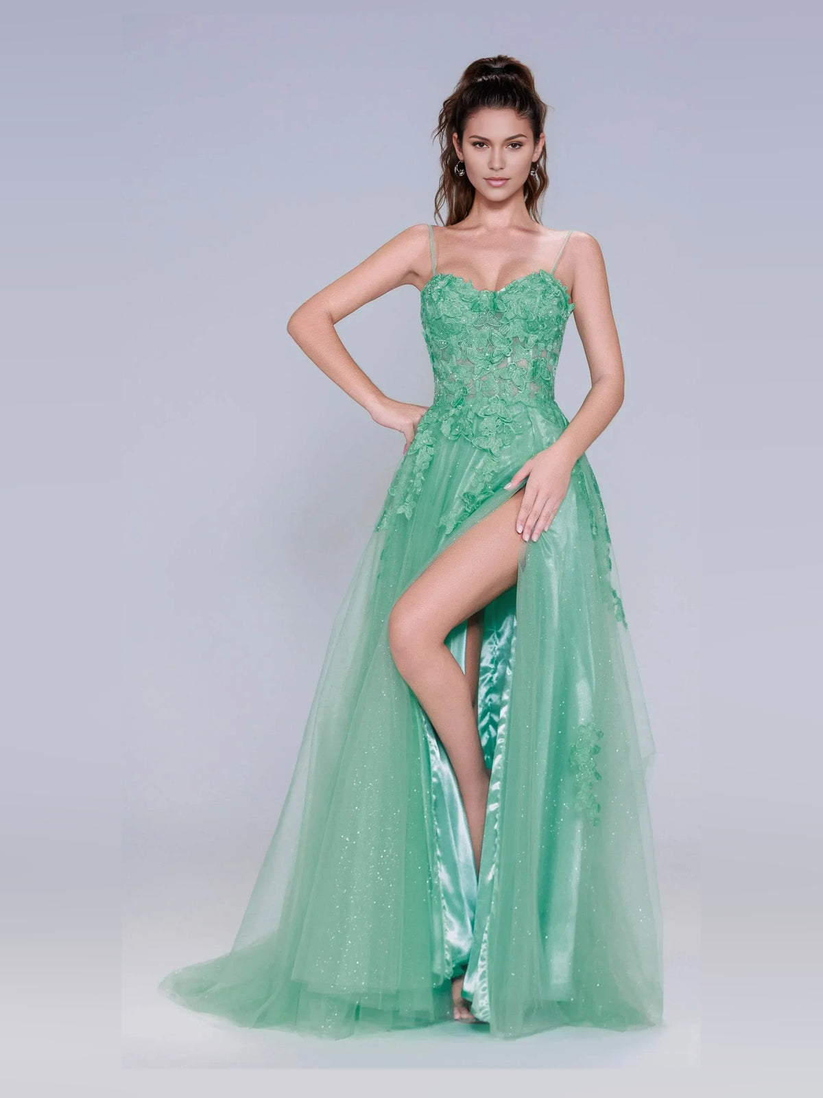 As Picture floor-length prom dress, alternate view showing the bodice and skirt