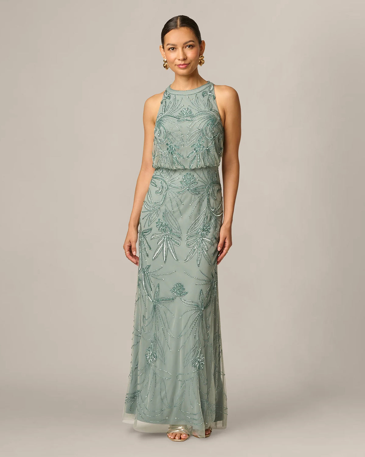 halter neck a-line maxi mother of the bride dress - image 2