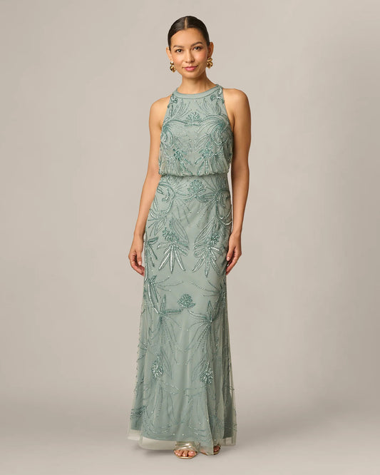 halter neck a-line maxi mother of the bride dress - image 2