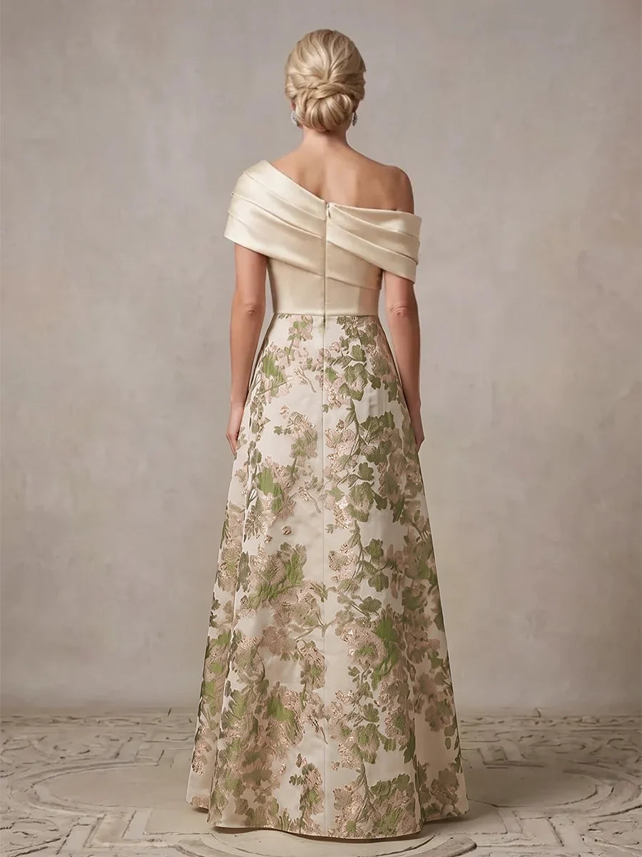 Champagne short mother of the bride dress, alternate view showing the bodice and skirt