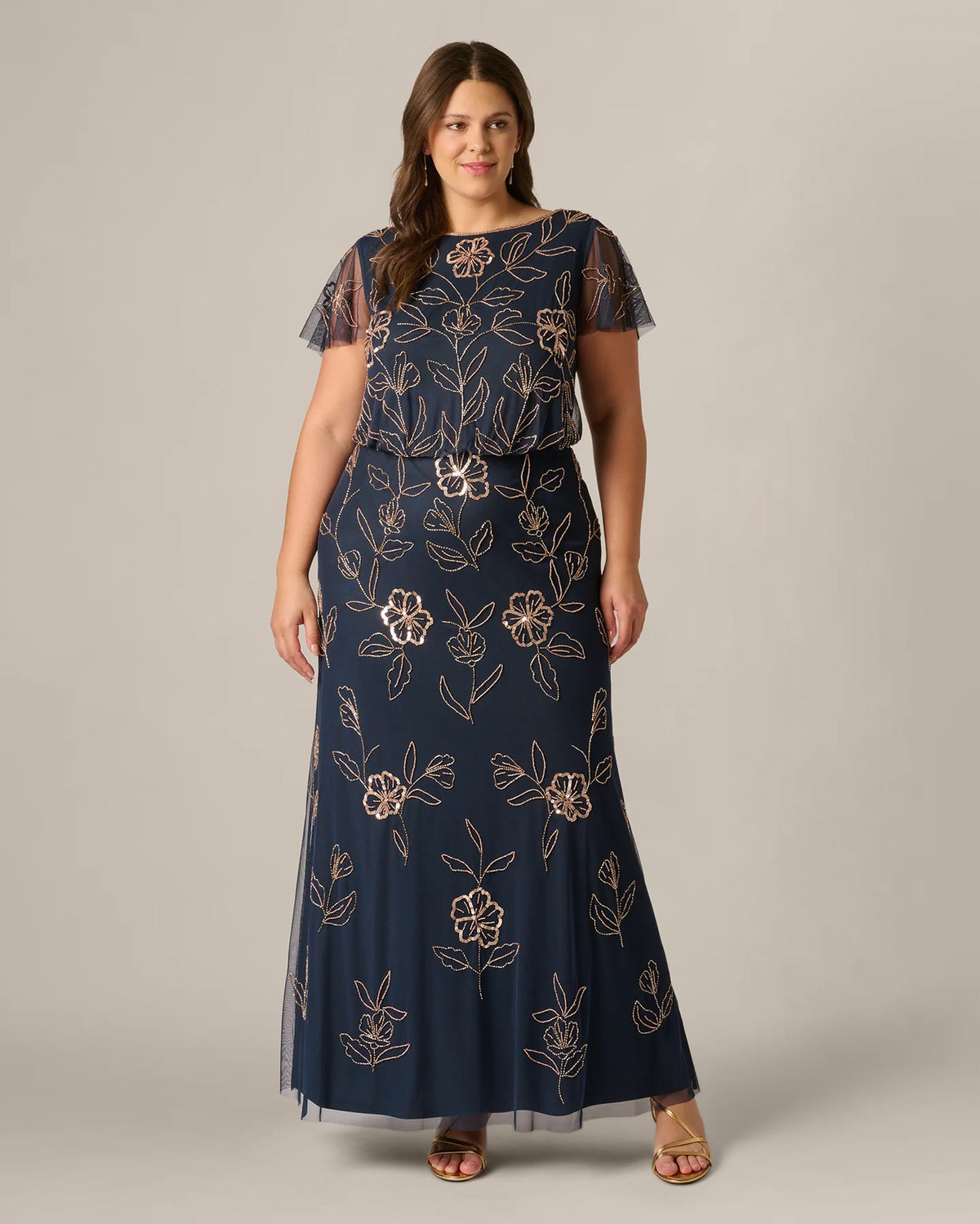 flutter-sleeve a-line maxi mother of the bride dress - image 2
