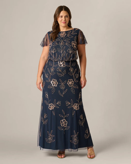 flutter-sleeve a-line maxi mother of the bride dress - image 2