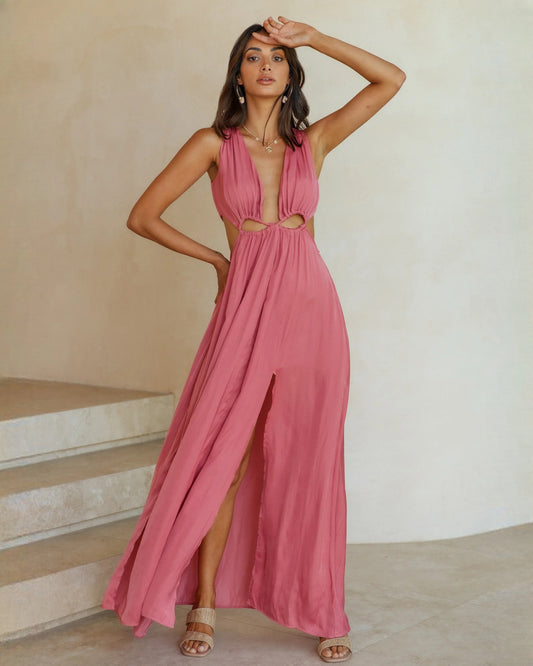 sleeveless chiffon a-line maxi bridesmaid dress - image 2