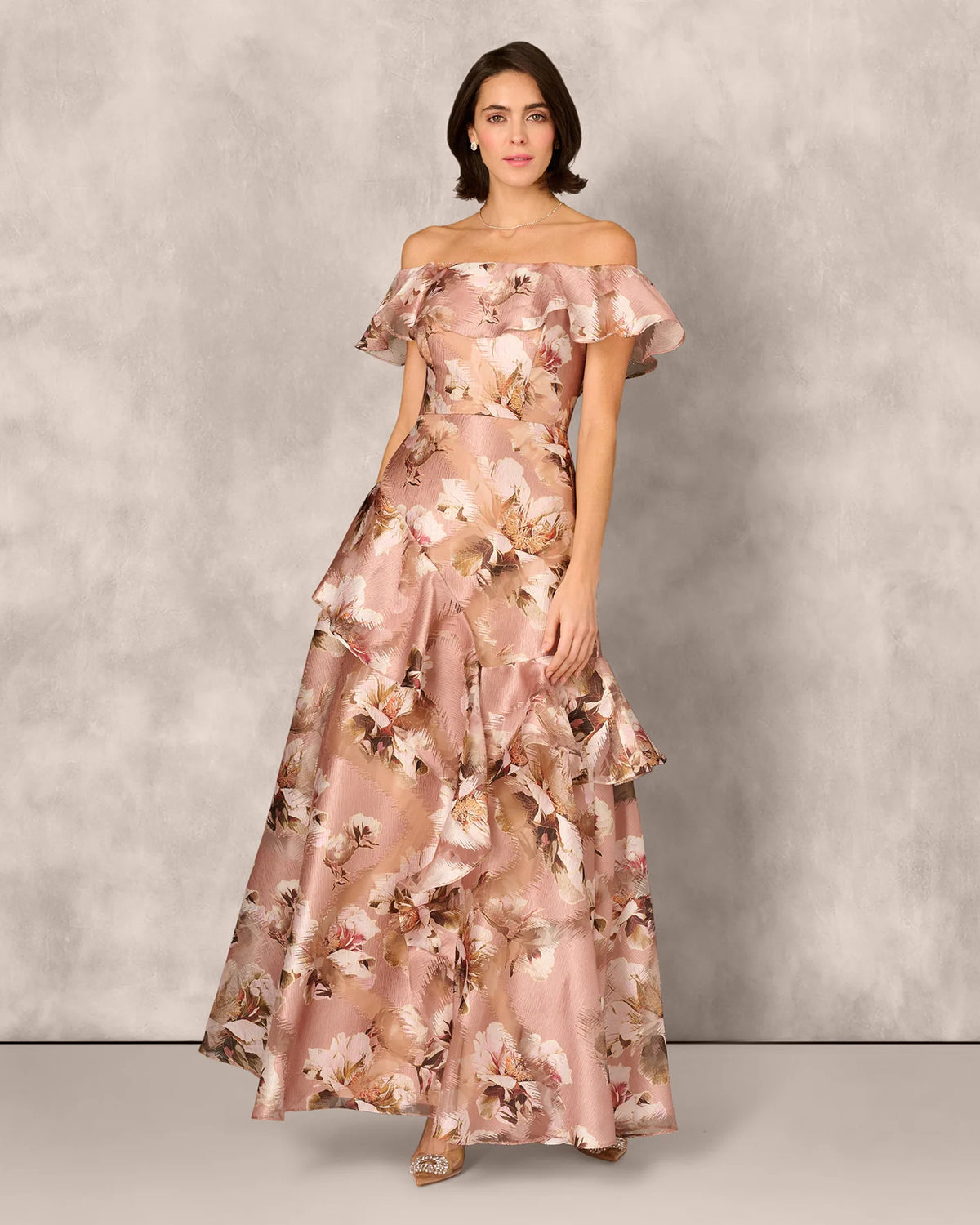 off-shoulder a-line maxi mother of the bride dress - image 2