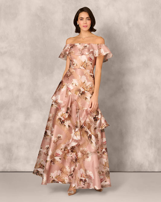 off-shoulder a-line maxi mother of the bride dress - image 2