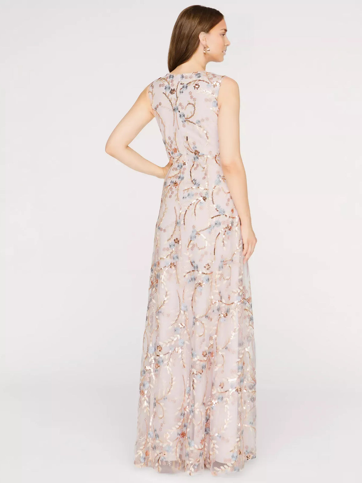As Picture a-line floor-length formal dress with embroidery, alternate view