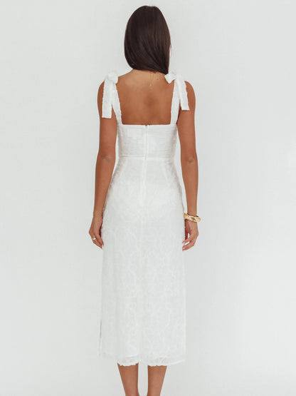 White midi formal dress, alternate view