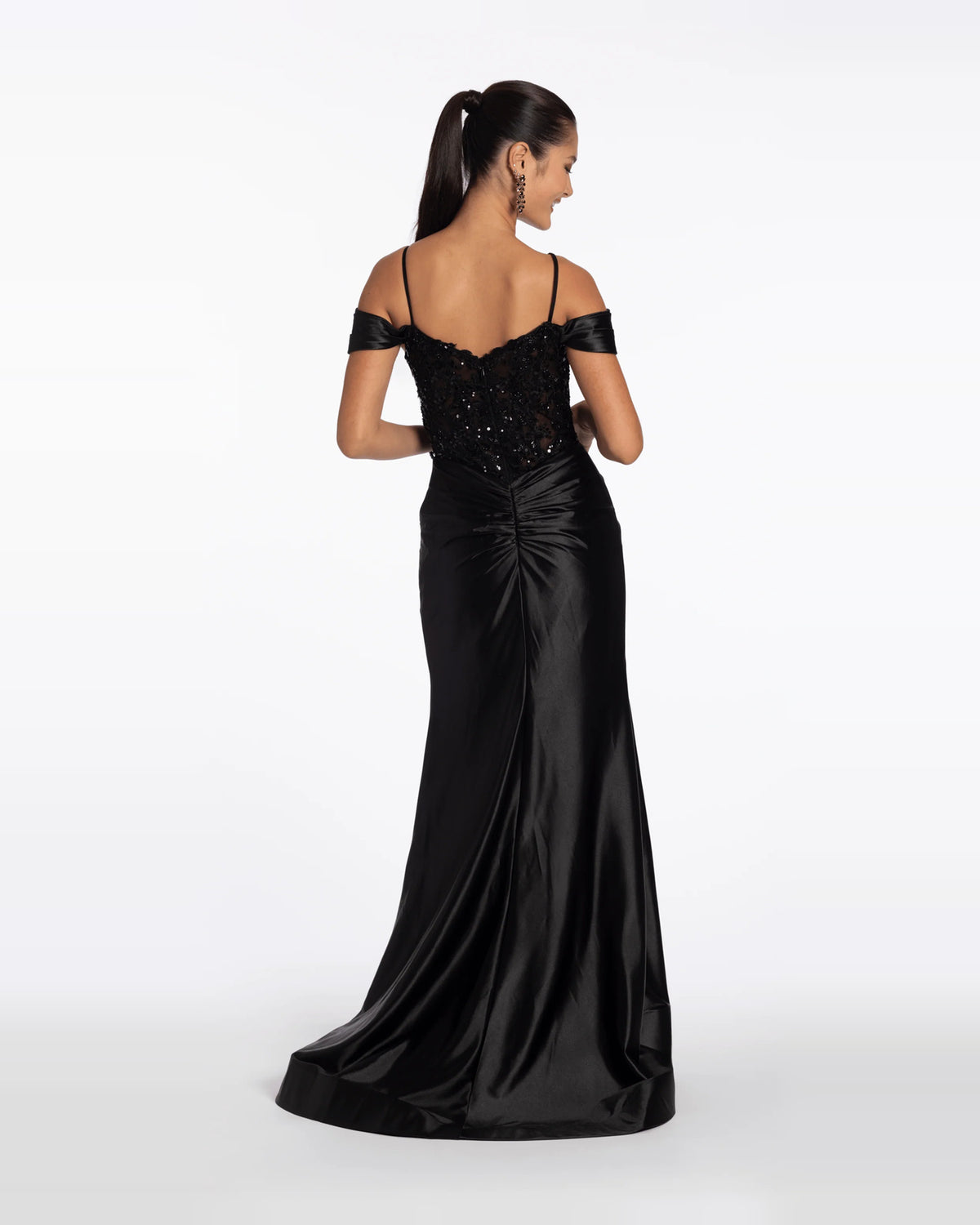 off shoulder trumpet maxi prom dress - image 2