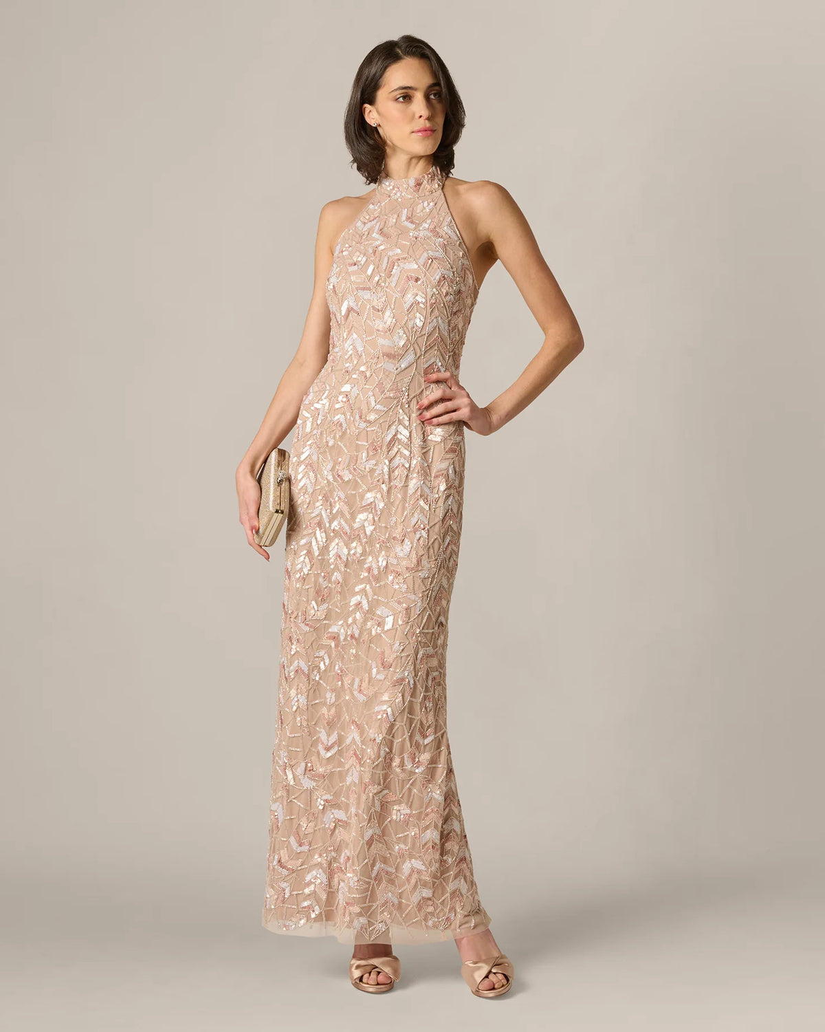 halter neck a-line maxi mother of the bride dress - image 2