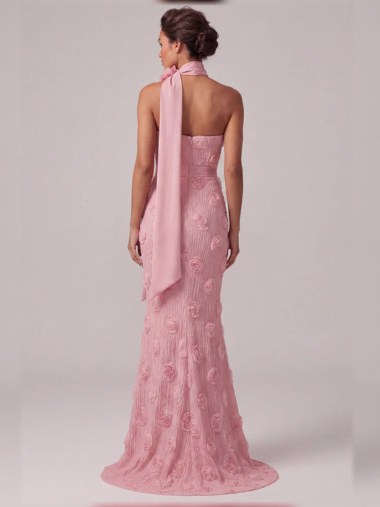 Light Pink floor-length mother of the bride dress, alternate view showing the bodice and skirt