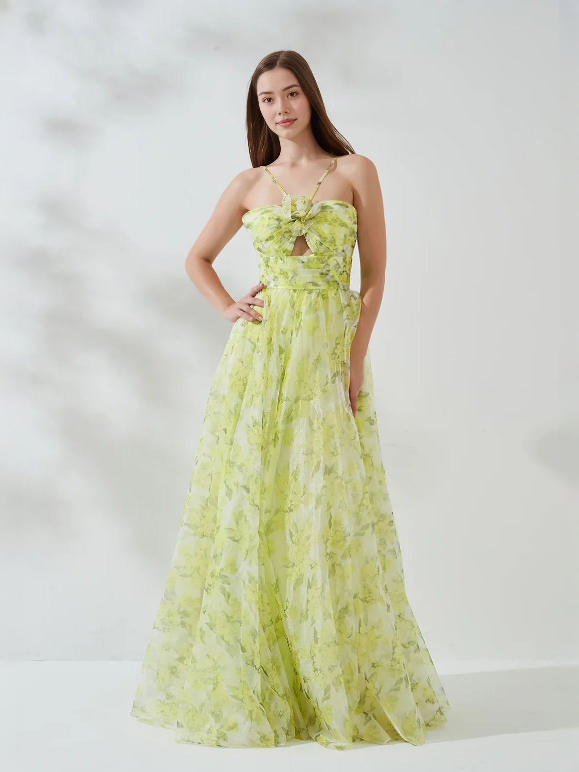 Sage Green floor-length prom dress, alternate view showing the bodice and skirt